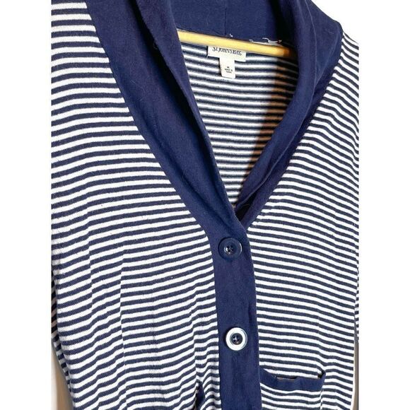 Nautical Navy Preppy‎ Striped Button Up Cardigan M - Picture 2 of 5